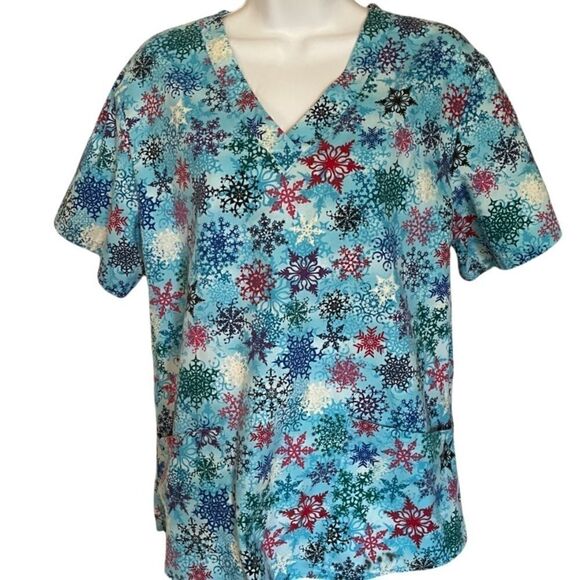 Snowflakes Scrub Top, Small  - Picture 1 of 5